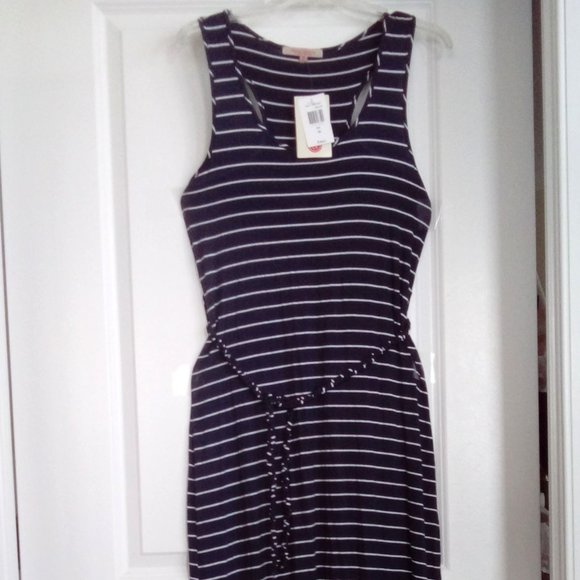 Black Couture Sleeveless Racerback Rope Tie Casual Maxi Dress - Picture 2 of 10